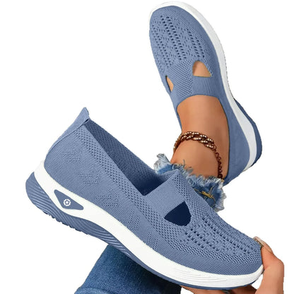 Women's Breathable Non-Slip Walking Flat Shoes — Soft Sole Casual Shoes for Middle-Aged & Elderly Women