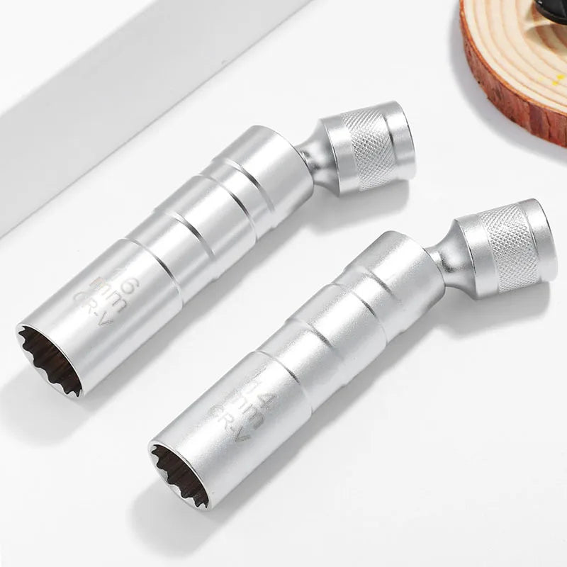 Spark Plug Socket Wrench Adapter Kit — 14mm & 16mm Magnetic Swivel Torque Removal Tool for Cars