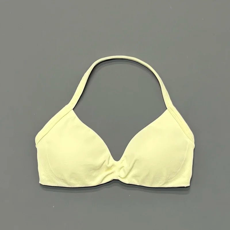 Women's Sports Strappy Yoga Bra — High Support Backless Halter Fitness Workout & Running Bra
