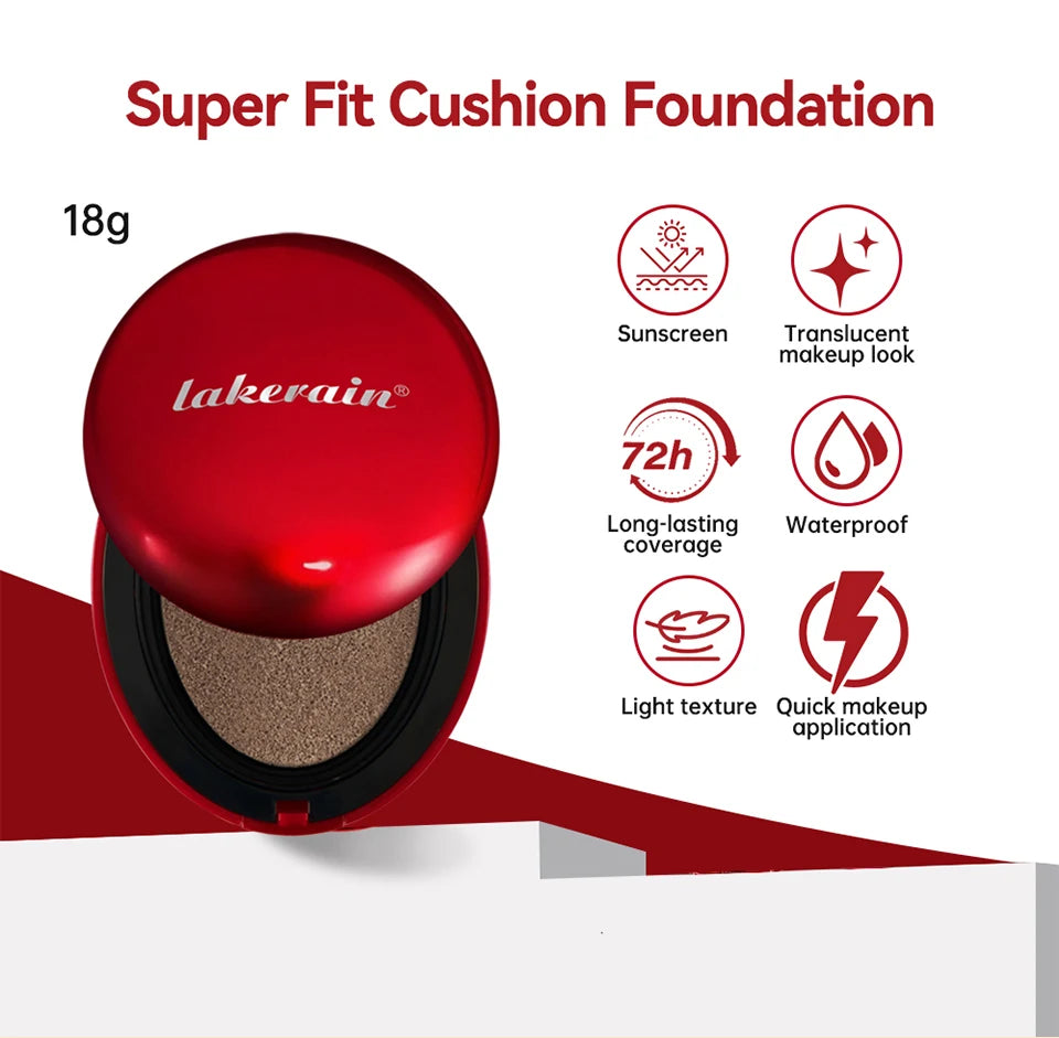 Sunscreen Cushion Foundation — Full Coverage Waterproof Long-Lasting Concealer & SPF Makeup