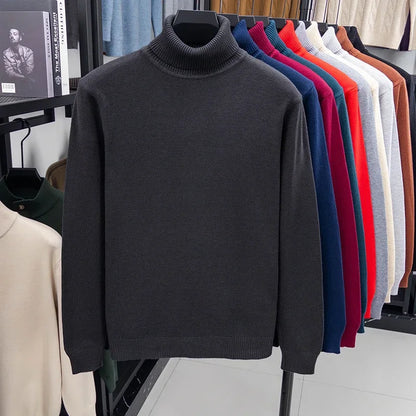 Men's Slim Fit Knitted Turtleneck Sweater — Anti-Pilling Long Sleeve Pullover