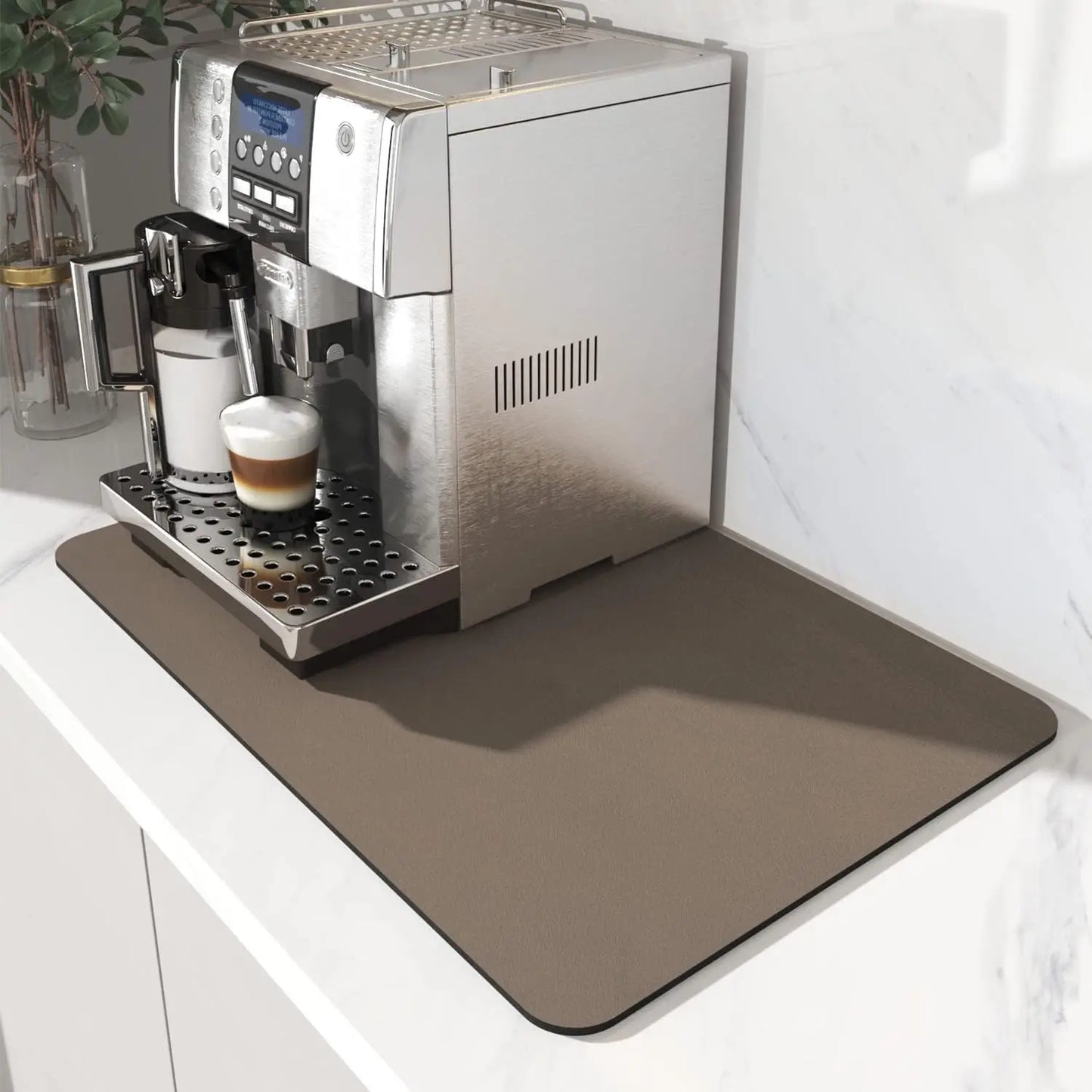 Anti-Slip Coffee Station Mat — Rubber-Backed Water-Absorbent Dish Drying & Drainage Pad for Kitchen Worktops