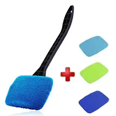 Car Window Cleaner Brush Kit — Long Handle Windshield Cleaning Tool & Interior Auto Glass Wiper