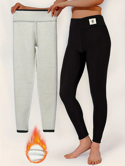 Women's Winter Thicken Warm Fleece Leggings — High Waist Lamb Cashmere Velvet Slim Tights & Joggers