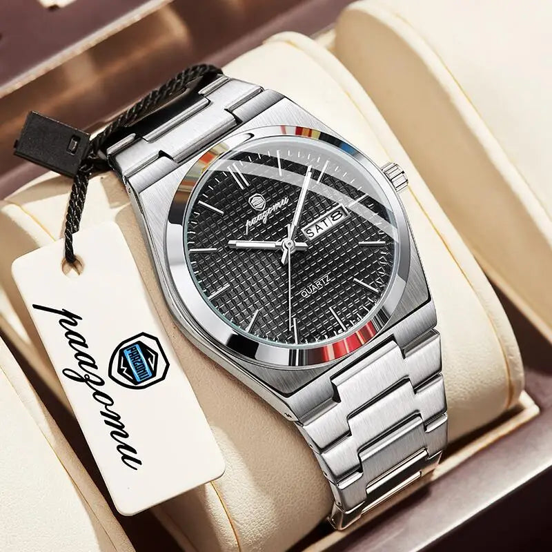 PAAZOMU Luxury Men's Chronograph Watch — Luminous Waterproof Quartz Watch with Date Display