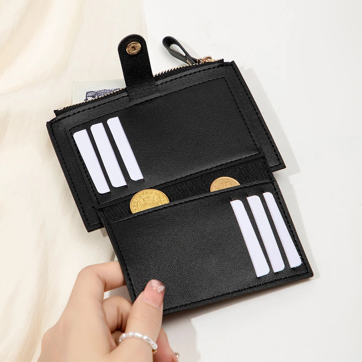 Women's Mini PU Leather Credit Card Holder Wallet — Ultra-Thin Minimalist Short Purse
