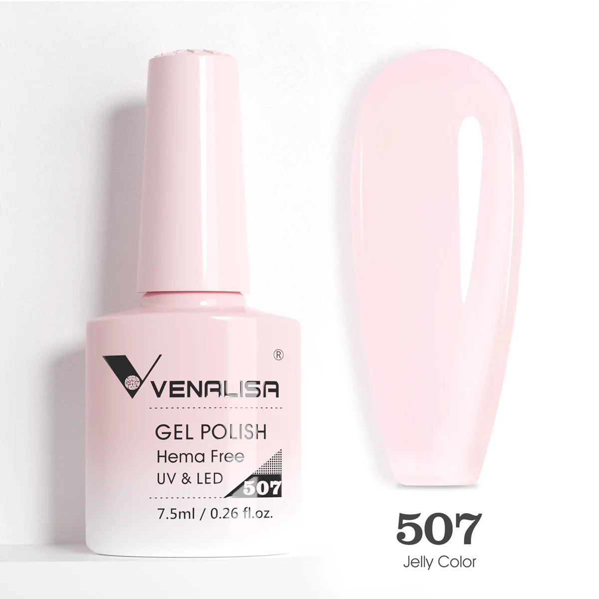 Venalisa HEMA-Free Glitter Gel Nail Polish — Full Coverage UV LED Soak-Off, Jelly Pink & Nude