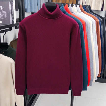 Men's Slim Fit Knitted Turtleneck Sweater — Anti-Pilling Long Sleeve Pullover