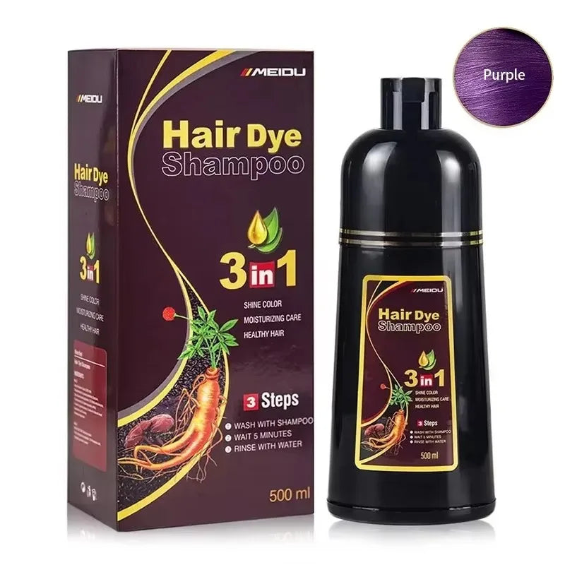 3-in-1 Natural Black Herbal Hair Dye Shampoo — Quick Color, Moisturizing & Conditioning Hair Care