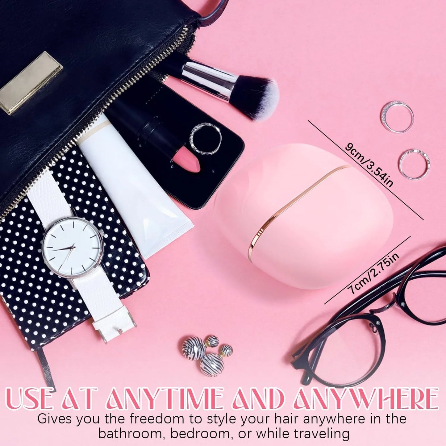 Mini Rechargeable Hair Straightener Brush — 3-Speed Temperature Control Anti-Scald Portable Travel Styling Tool