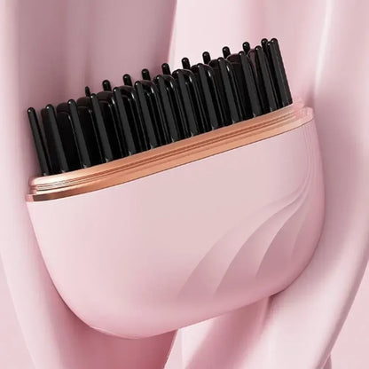 Mini Rechargeable Hair Straightener Brush — 3-Speed Temperature Control Anti-Scald Portable Travel Styling Tool