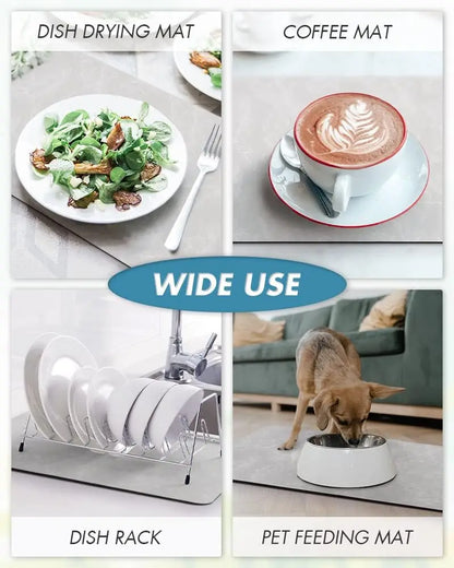 Anti-Slip Coffee Station Mat — Rubber-Backed Water-Absorbent Dish Drying & Drainage Pad for Kitchen Worktops