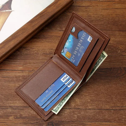 Men's Minimalist Soft Leather Short Wallet — Slim Foldable Bifold for Everyday Carry