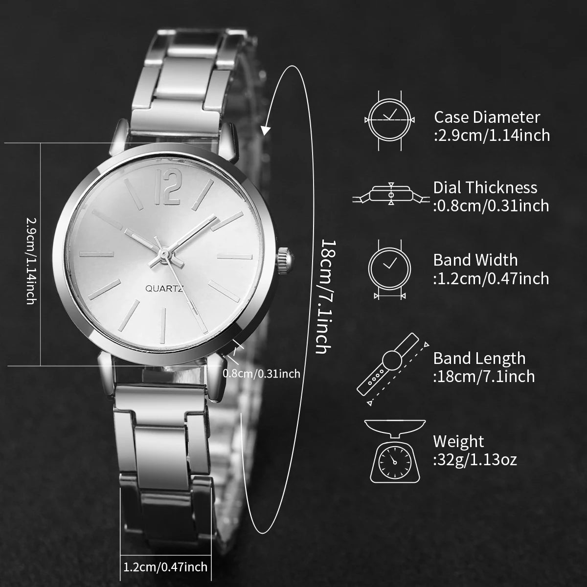 2-Piece Women’s Quartz Watch & Cuff Bracelet Set