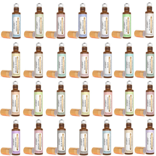 EUQEE 10ml Roll-On Fragrance Oil — Long Lasting Scent in La Vie Est Belle, CHANCE, J'adore, Cotton, Strawberry & Mango