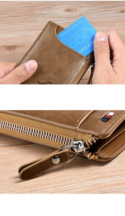 Men's RFID Luxury Leather Wallet — Business Card Holder, Zipper Coin Purse & Bifold