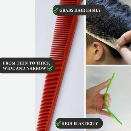 Professional Barbershop Dense Teeth Comb Set — Anti-Static Edge & Corner Comb for Flat Haircut & Styling