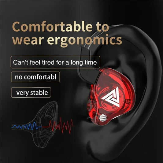QKZ AK6 In-Ear HIFI Earphones — 6 Dynamic Drivers, Stereo Bass Subwoofer Monitor Earbuds with Mic