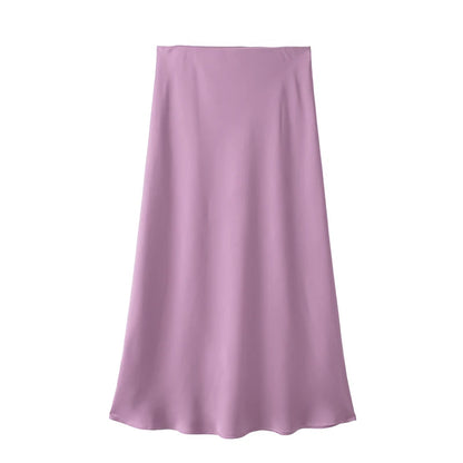 Willshela Black Satin Midi Skirt — Elegant & Versatile Women's Fashion