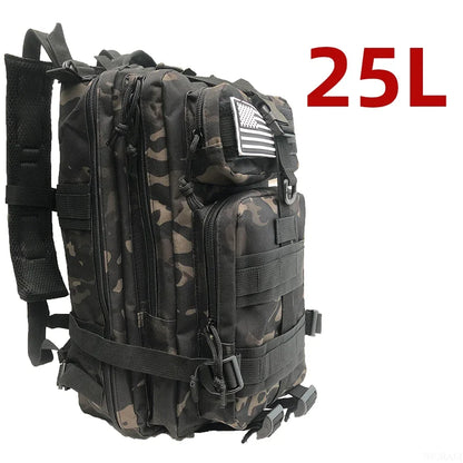 25L/50L Tactical Hiking Backpack — Waterproof Nylon Rucksack for Camping, Trekking, Fishing & Hunting