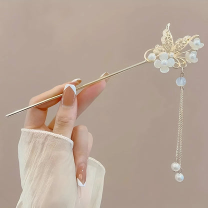 Elegant Chinese Style Hair Clip & Tassel Hair Stick — Traditional Floral Hairpin & Jewelry Accessory for Women