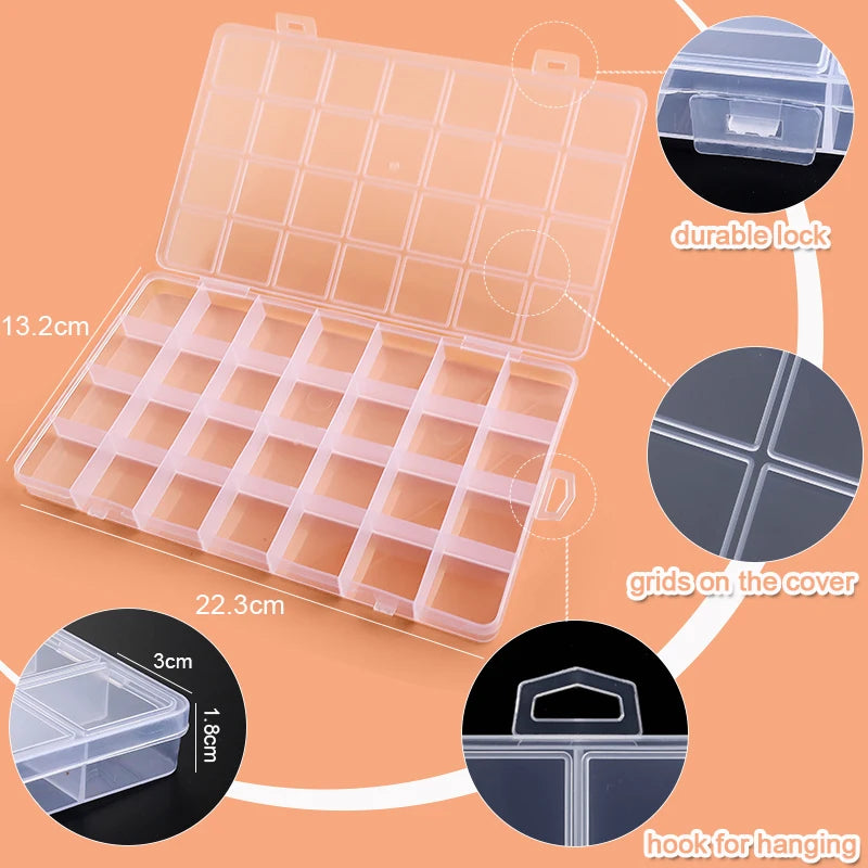 Clear Plastic Jewelry & Bead Storage Organizer Box — Earring & Accessory Display Case