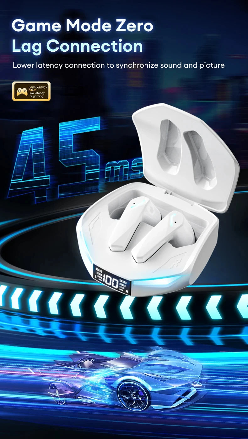 Lenovo XT53 Wireless Earbuds — Bluetooth 5.4, LED Display, Low Latency Gaming & Waterproof Design