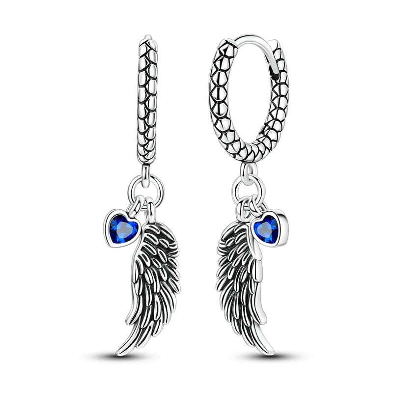 925 Sterling Silver Blue Zircon Butterfly Hoop Earrings — Colored Fine Jewelry for Women & Girls