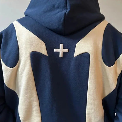 American Retro Devil Print Zip Hoodie — Y2K Harajuku Couple Sweatshirt