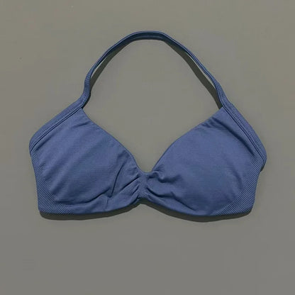 Women's Sports Strappy Yoga Bra — High Support Backless Halter Fitness Workout & Running Bra