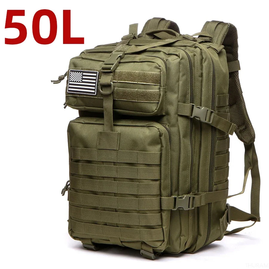 25L/50L Tactical Hiking Backpack — Waterproof Nylon Rucksack for Camping, Trekking, Fishing & Hunting