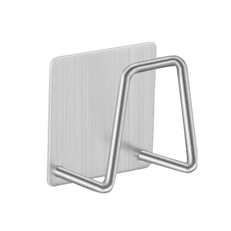 Self-Adhesive Kitchen Sink Sponge Holder — Stainless Steel Drain Drying Rack & Wall Hook Organizer