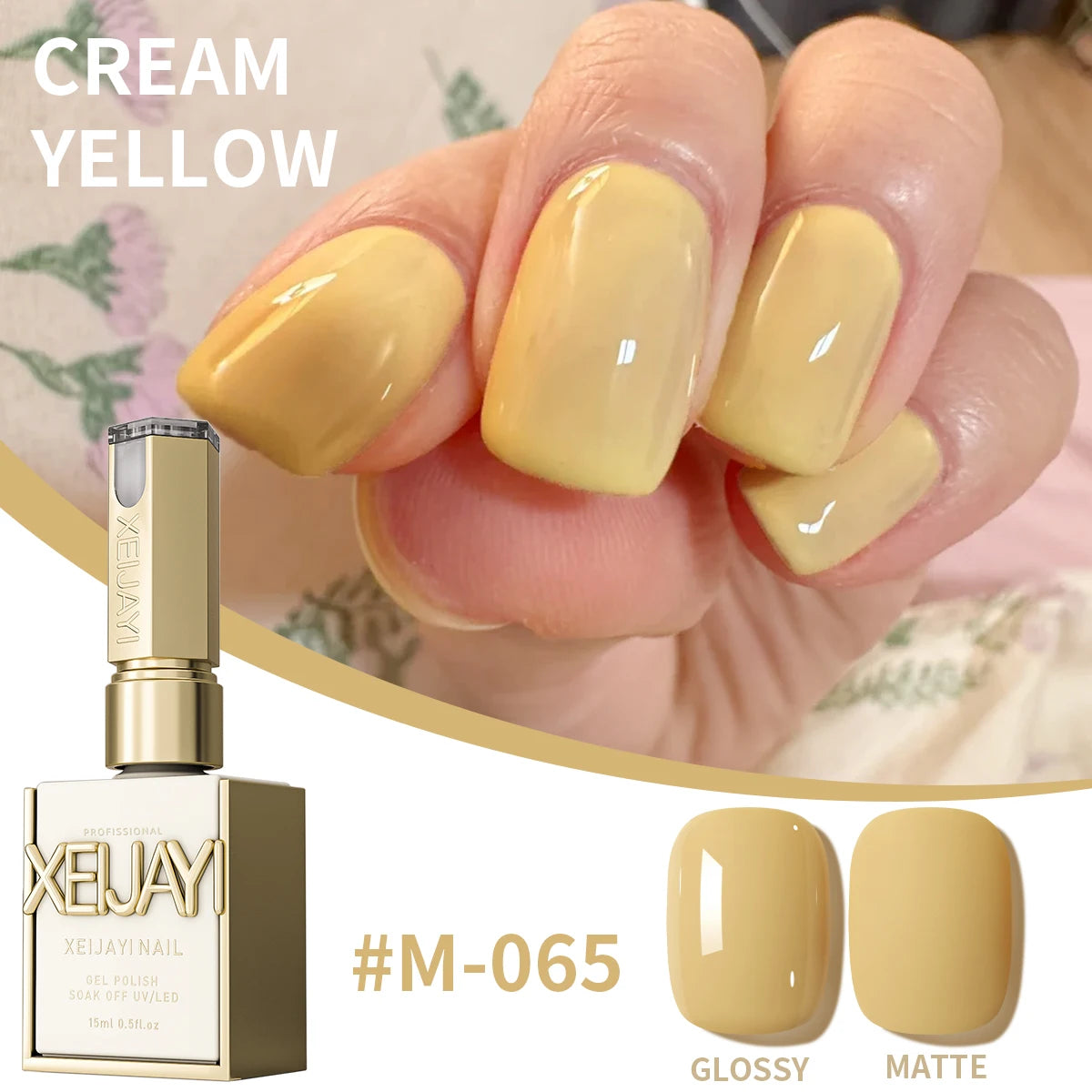 Pale Yellow Gel Nail Polish — Pure Soak-Off No-Wipe UV LED Formula, 15ml