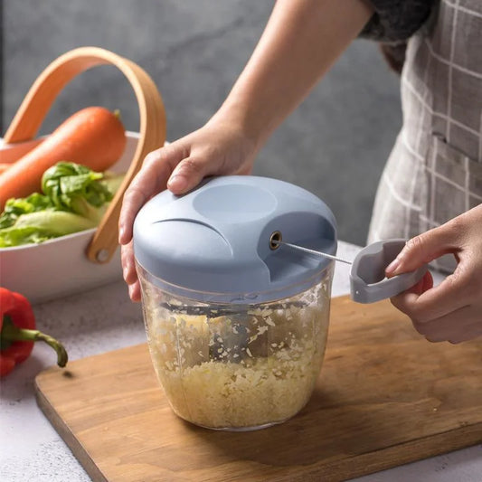 Manual Meat Mincer & Garlic Chopper — 500/900ml Rotate Press Crusher for Vegetables & Onions