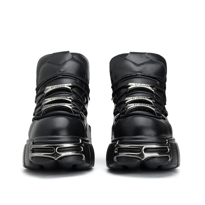 Punk Rock Lace-Up Platform Boots — 6CM Heel Metal Decor Women's Rock Sneaker Boots 2026