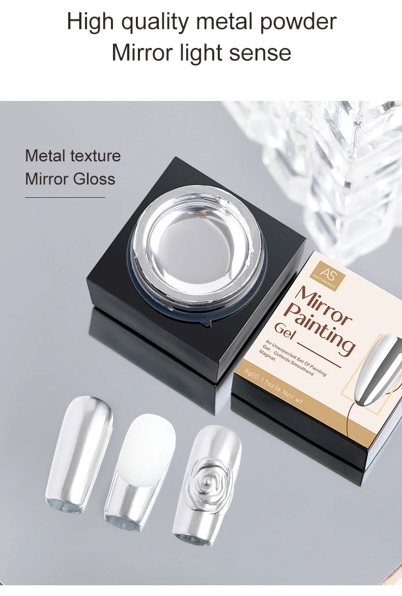 Silver Mirror Nail Liner Gel Polish — Metallic, Semi-Permanent, 5ml