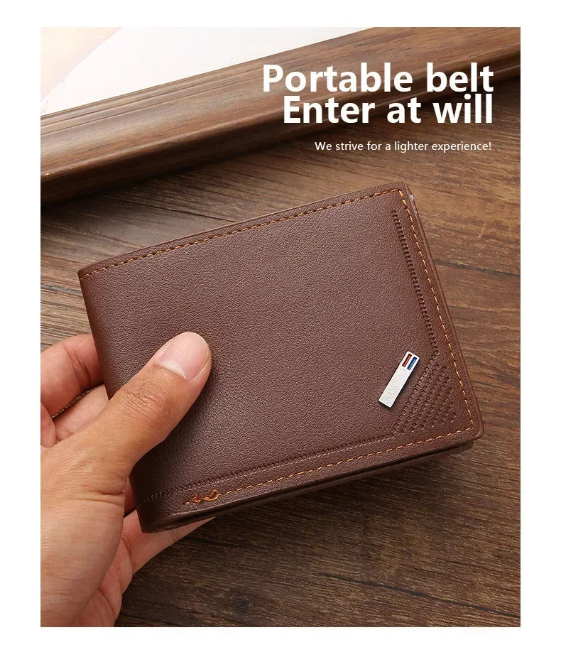 Men's Minimalist Soft Leather Short Wallet — Slim Foldable Bifold for Everyday Carry