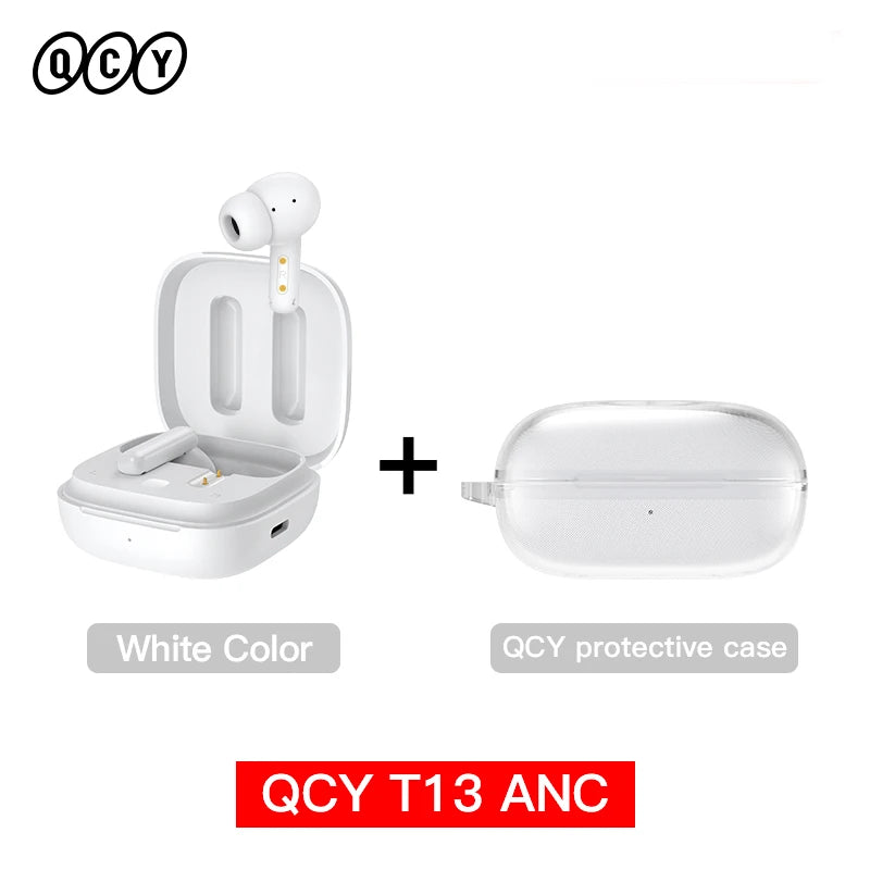 QCY T13 ANC Wireless Earbuds — Bluetooth 5.3, Active Noise Cancellation & 4-Mic ENC for Clear Calls