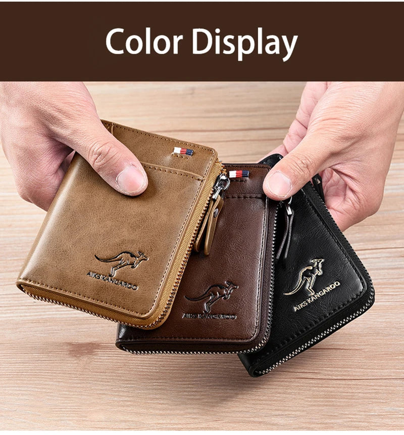 Men's RFID Luxury Leather Wallet — Business Card Holder, Zipper Coin Purse & Bifold