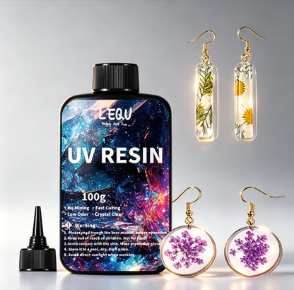 Crystal Clear DIY UV Resin — Hard UV-Curable Epoxy Resin for Crafts & Jewelry Making (100g / 300g / 500g)
