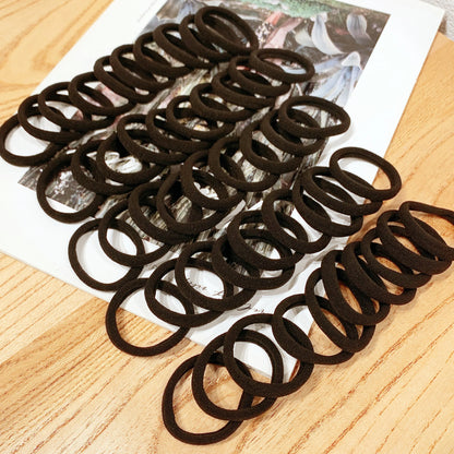 Black & White High-Elasticity Hair Bands — 50/100-Piece Rubber Band Hair Ties for Women