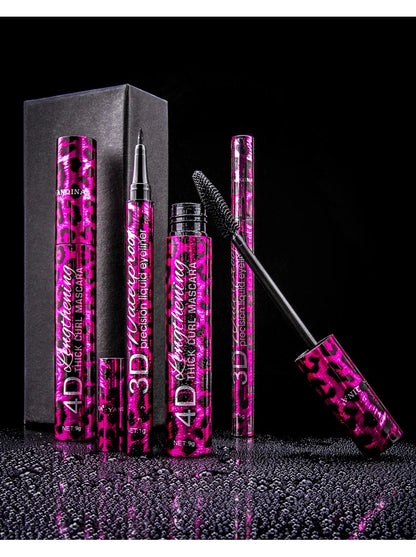YANQINA Waterproof Liquid Eyeliner & 4D Mascara Set — Thick Curling Lashes & Eyebrow Pencil Eye Makeup