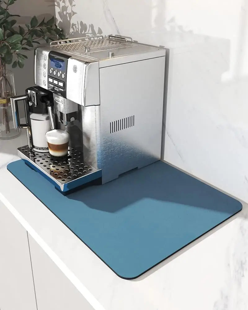 Anti-Slip Coffee Station Mat — Rubber-Backed Water-Absorbent Dish Drying & Drainage Pad for Kitchen Worktops