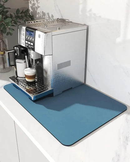 Anti-Slip Coffee Station Mat — Rubber-Backed Water-Absorbent Dish Drying & Drainage Pad for Kitchen Worktops