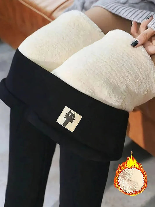 Women's Winter Thicken Warm Fleece Leggings — High Waist Lamb Cashmere Velvet Slim Tights & Joggers