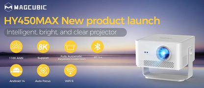 Magcubic HY300 Pro+ 8K WiFi 6 Projector — 290 ANSI Android 14, Bluetooth 5.0 & 1280x720P Home Cinema & Outdoor Projector