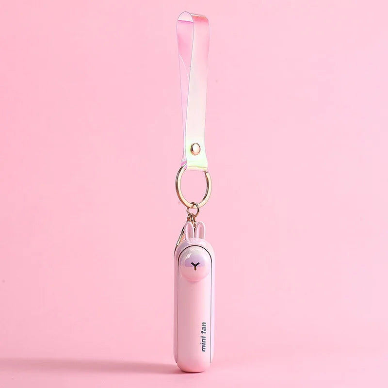 Cute Mini Portable USB Fan — Foldable Handheld Desk & Bedside Cooling Fan with Battery