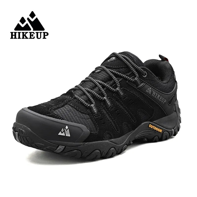 HIKEUP Men's Suede Leather Hiking Shoes — Wear-Resistant Outdoor Trekking, Walking & Tactical Sneakers