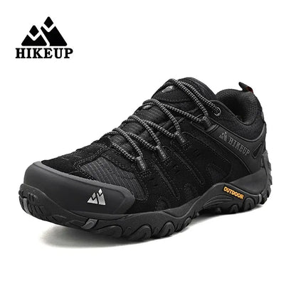 HIKEUP Men's Suede Leather Hiking Shoes — Wear-Resistant Outdoor Trekking, Walking & Tactical Sneakers