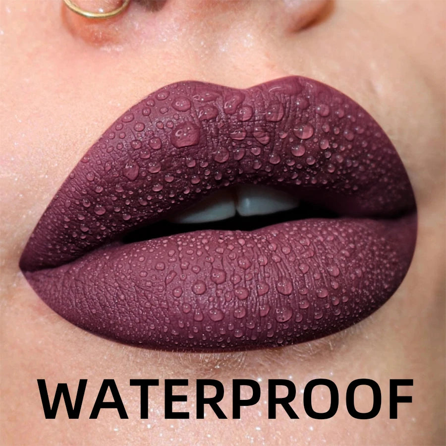 19-Color Matte Velvet Liquid Lipstick — Waterproof Long-Lasting Lip Glaze in Nude, Red & Black Shades